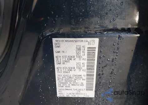 2017 Infiniti Qx60 z USA, uszkodzony, nr VIN 5N1DL0MNXHC541657